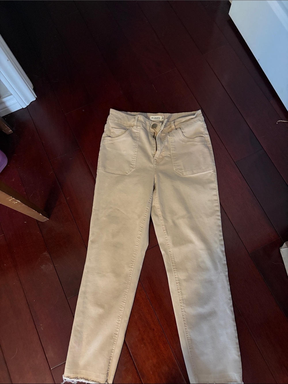 Maurices Light Beige Cropped Straight Jeans